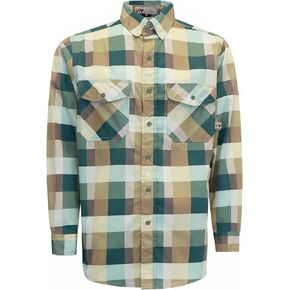 VATRENUS FR Shirts for Men Print Plaid 6.5oz Flame Resistant 100% Cotton Men's Pre-Washed Fire Retardant Work Shirt in Kuwait