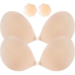 GTETKDE Backless Strapless Invisible Sticky Bra for Women Reusable Adhesive Push Up Bra with Nipple Covers for Backless Dress in Kuwait