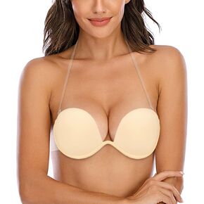Sticky Backless Strapless Plunge Self Adhesive Invisible Bras for Women Underwired Push Up