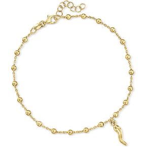 Ross-Simons 18kt Gold Over Sterling Italian Horn Bead Station Anklet. 9 inches