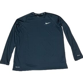 قميص السباحة Hydroguard بأكمام طويلة من Nike، بعامل حماية من الأشعة فوق البنفسجية 40+، أسود كبير NESSA587-001