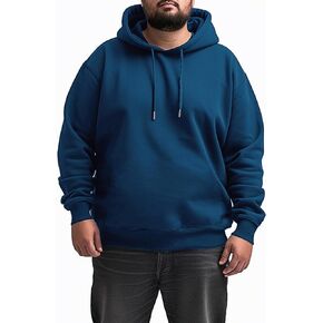 Yuyapu Men's Big & Tall Long Sleeve Pullover Hoodies Plus Size Athletic Sweatshirt Workout