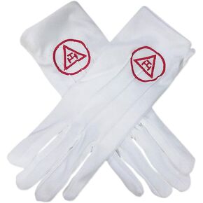 Masonic Royal Arch Gloves Hand Embroidered White Cotton Freemason Gloves