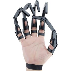 1 Pair Halloween Articulated Fingers Halloween Extension Scary Skeleton Hands Toys Articulated Fingers Fits All Finger Sizes for Halloween Party Cosplay Decorations (White, 1 Pair)
