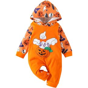 My First Halloween Costumes Outfit Newborn Baby Boy Girl Cosplay Clothes Pumpkin Print Hoodie Infant Playsuit Gift