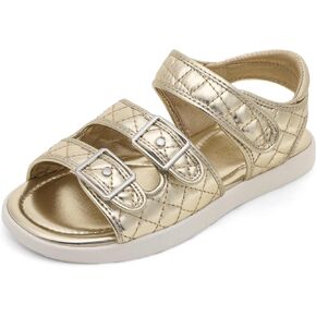 صنادل DREAM PAIRS للفتيات أحذية صيفية مفتوحة عند الأصابع مع إبزيم حزام قابل للتعديل للأطفال الصغار/الأطفال الصغار