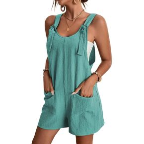 Women’s Casual Summer Rompers Overalls Tie Knot Strap Shorts Jumpsuit