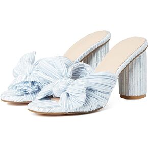 VOMIRA Bow Heels for Women Pleated Bowknot Heeled Sandals Summer Open Toe Ankle Buckle Strap Bridal Wedding Sandals