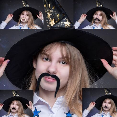 48 Pcs Fake Mustaches Self Adhesive Novelty Hairy Beard Costume Facial Hair for Christmas Party Supplies Decorations, Suitable for All Ages in Kuwait