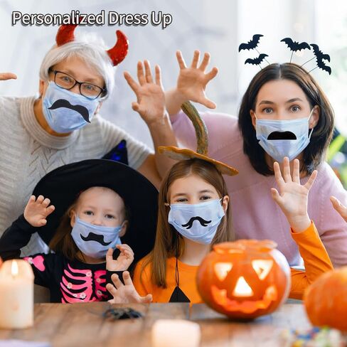 48 Pcs Fake Mustaches Self Adhesive Novelty Hairy Beard Costume Facial Hair for Christmas Party Supplies Decorations, Suitable for All Ages in Kuwait