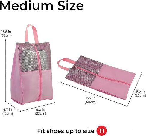 HANOZI Shoe Bags For Travel, Used As For Storage or Shoe Travel Bag, Space Saving When Travelling With This Travel Shoe Bags For Packing, Featuring Waterproof Nylon Sneaker Bag (Light Pink, Medium) in Saudi Arabia
