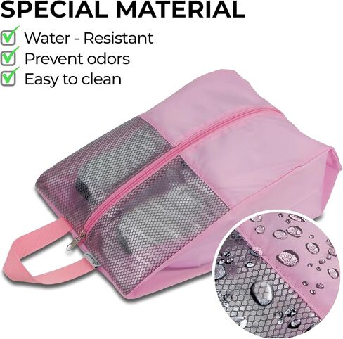 HANOZI Shoe Bags For Travel, Used As For Storage or Shoe Travel Bag, Space Saving When Travelling With This Travel Shoe Bags For Packing, Featuring Waterproof Nylon Sneaker Bag (Light Pink, Medium) in Saudi Arabia