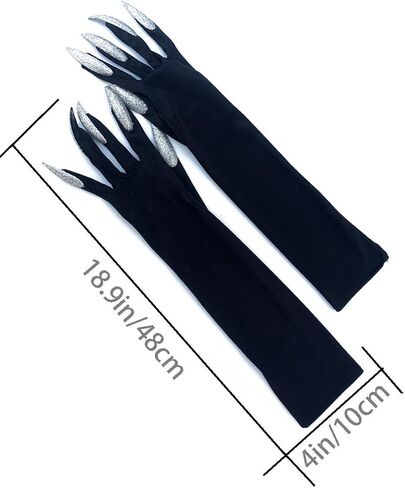 قفازات أظافر طويلة لأزياء الهالوين لأظافر الأظافر، مخالب سوداء، أكمام يد سوداء، قفازات شبح للأداء, أسود, L in Kuwait