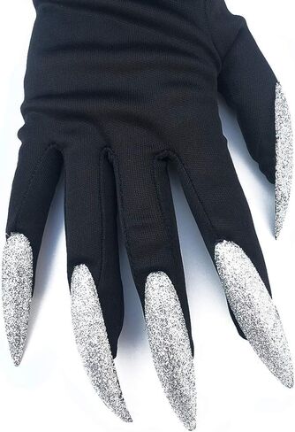 قفازات أظافر طويلة لأزياء الهالوين لأظافر الأظافر، مخالب سوداء، أكمام يد سوداء، قفازات شبح للأداء, أسود, L in Kuwait