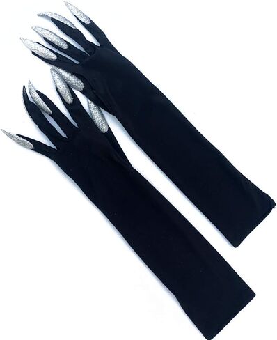 قفازات أظافر طويلة لأزياء الهالوين لأظافر الأظافر، مخالب سوداء، أكمام يد سوداء، قفازات شبح للأداء, أسود, L in Kuwait