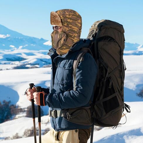Panitay 3 Pcs Trooper Trapper Hat with Mask Ear Flaps Windproof Winter Trapper Hats Warm Ski Winter Hats for Women Men Russian Fur Hat with Strap Hunting Hat, 21.7''-23.6'' in Saudi Arabia