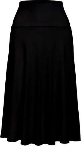 Women's Lightweight Wide Fold up Waistband A-Line Flare Midi Pull on Closure Skirt in Saudi Arabia