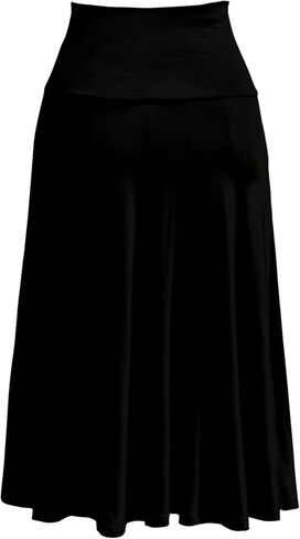 Women's Lightweight Wide Fold up Waistband A-Line Flare Midi Pull on Closure Skirt in Saudi Arabia
