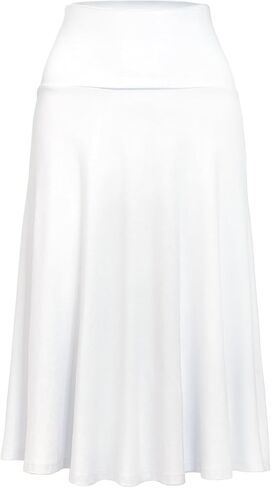 Women's Lightweight Wide Fold up Waistband A-Line Flare Midi Pull on Closure Skirt in Saudi Arabia