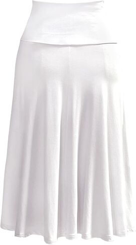 Women's Lightweight Wide Fold up Waistband A-Line Flare Midi Pull on Closure Skirt in Saudi Arabia
