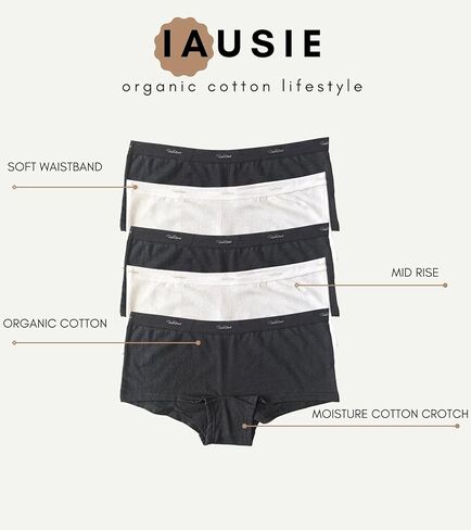 Womens Organic Cotton Boyshort Panties Underwear Teen Girls Sporty Boxer Briefs with Elastic Waistband in Saudi Arabia