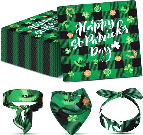6 Pcs St Patricks Bandana Shamrock Bandana Green Square Scarf Handkerchief for St Patricks Day Dog Bandana Woman Man Dress up Headwear Multifunctional Accessories Gift in Saudi Arabia