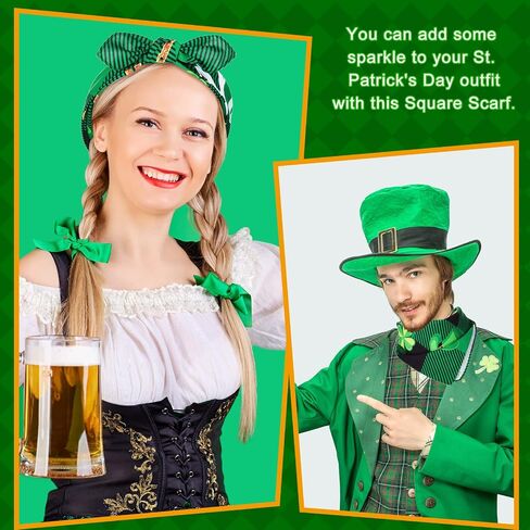 6 Pcs St Patricks Bandana Shamrock Bandana Green Square Scarf Handkerchief for St Patricks Day Dog Bandana Woman Man Dress up Headwear Multifunctional Accessories Gift in Saudi Arabia
