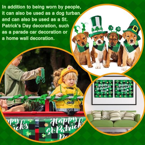 6 Pcs St Patricks Bandana Shamrock Bandana Green Square Scarf Handkerchief for St Patricks Day Dog Bandana Woman Man Dress up Headwear Multifunctional Accessories Gift in Saudi Arabia