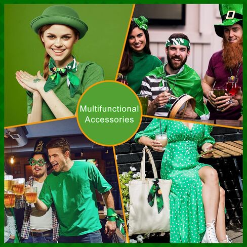 6 Pcs St Patricks Bandana Shamrock Bandana Green Square Scarf Handkerchief for St Patricks Day Dog Bandana Woman Man Dress up Headwear Multifunctional Accessories Gift in Saudi Arabia