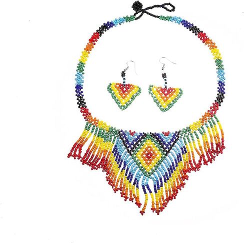 البوهيمي بيان قلادة اليدوية | الخرز شال الزولو قلادة وبوهو | القلائد القبلية للنساء | مجوهرات الزفاف الفاخرة على الطراز العرقي قلادة شخصية مبالغ فيها منسوجة يدويًا… in Kuwait