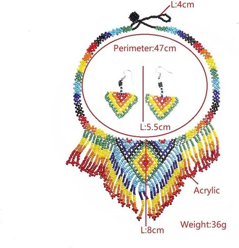 البوهيمي بيان قلادة اليدوية | الخرز شال الزولو قلادة وبوهو | القلائد القبلية للنساء | مجوهرات الزفاف الفاخرة على الطراز العرقي قلادة شخصية مبالغ فيها منسوجة يدويًا… in Kuwait