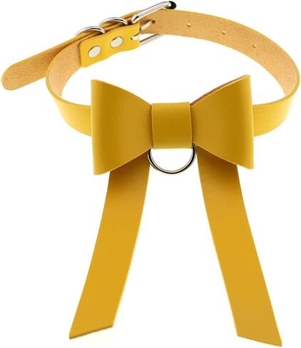 Multicolor PU Simulated Leather Silver-tone O Ring Bow Knot Adjustable Collar Choker Necklace in Saudi Arabia