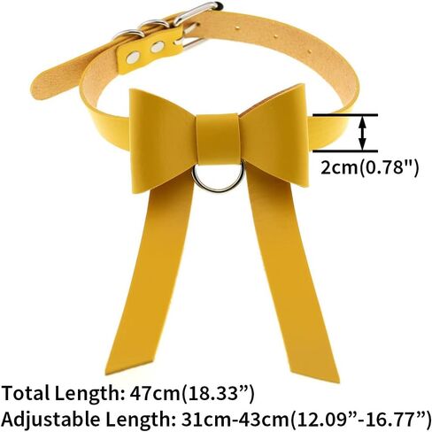 Multicolor PU Simulated Leather Silver-tone O Ring Bow Knot Adjustable Collar Choker Necklace in Saudi Arabia
