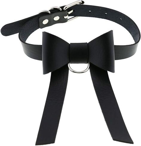 Multicolor PU Simulated Leather Silver-tone O Ring Bow Knot Adjustable Collar Choker Necklace in Saudi Arabia