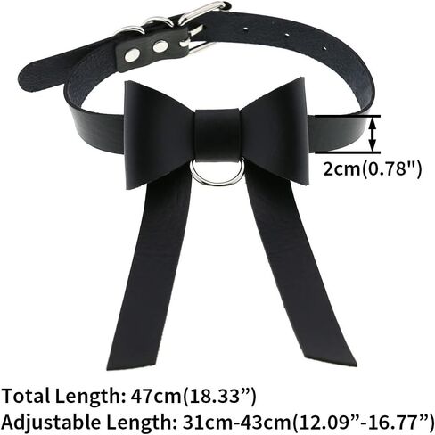 Multicolor PU Simulated Leather Silver-tone O Ring Bow Knot Adjustable Collar Choker Necklace in Saudi Arabia