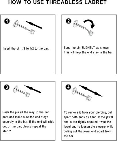FANSING Surgical Steel Threadless Push Pin Labret Studs in Saudi Arabia