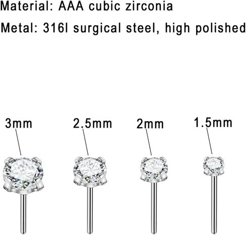 FANSING Surgical Steel Threadless Push Pin Labret Studs in Saudi Arabia