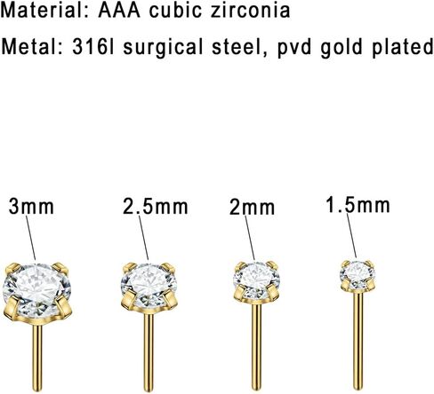 FANSING Surgical Steel Threadless Push Pin Labret Studs in Saudi Arabia
