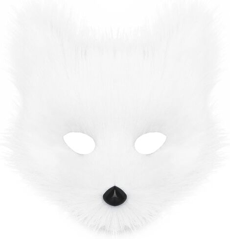 HAOAN Furry Fox Mask Wolf Fox Tail and Paw Gloves Set Adult Cat Halloween Mask Cosplay Animal Party Costume in Saudi Arabia