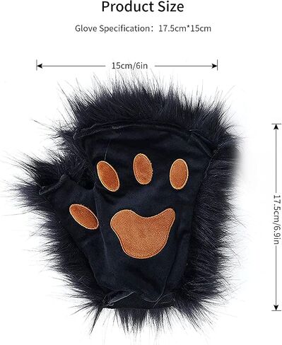 HAOAN Furry Fox Mask Wolf Fox Tail and Paw Gloves Set Adult Cat Halloween Mask Cosplay Animal Party Costume in Saudi Arabia