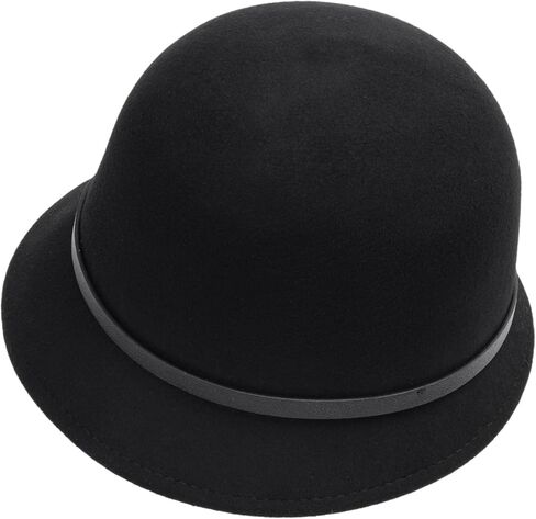 قبعة شتوية كلاسيكية من عشرينيات القرن الماضي للسيدات - قبعة فيدورا من الصوف الدافئ - قبعة الكنيسة - قبعة بولر مع شريط حزام in Kuwait