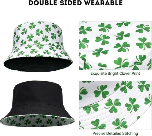 YAMEIZE St. Patrick's Day Bucket Hat - Travel Beach Sun Hat Double-Side-Wear Reversible Unisex Fisherman Hat Party Costume in Saudi Arabia