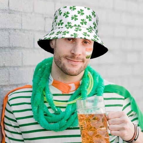 YAMEIZE St. Patrick's Day Bucket Hat - Travel Beach Sun Hat Double-Side-Wear Reversible Unisex Fisherman Hat Party Costume in Saudi Arabia