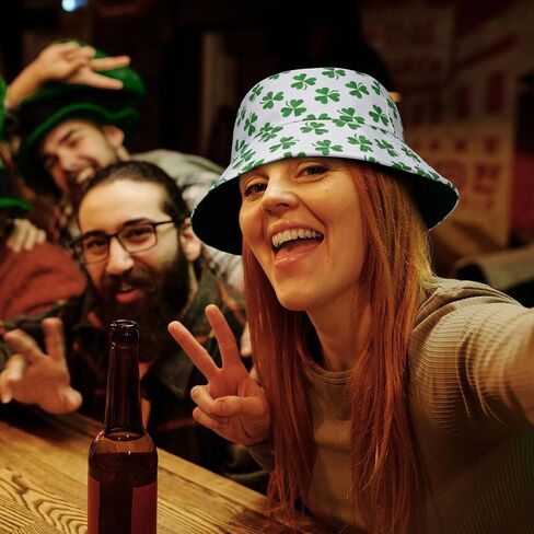 YAMEIZE St. Patrick's Day Bucket Hat - Travel Beach Sun Hat Double-Side-Wear Reversible Unisex Fisherman Hat Party Costume in Saudi Arabia
