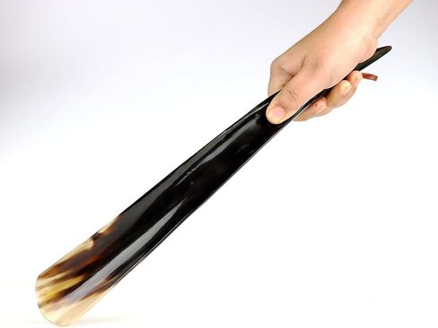 Shoe Horn with Handle Natural Handcrafted & Polished Made from Real Horn For All Shoes & Boots - 15 Inches in Kuwait