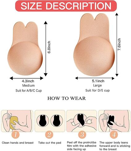 2 Pairs Sticky Bra Adhesive Invisible Bra, Strapless Backless Reusable Push Up Large Breast Lift Nipple Covers for Women-2 pairs in Saudi Arabia