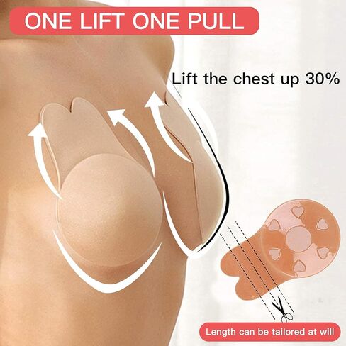 2 Pairs Sticky Bra Adhesive Invisible Bra, Strapless Backless Reusable Push Up Large Breast Lift Nipple Covers for Women-2 pairs in Saudi Arabia