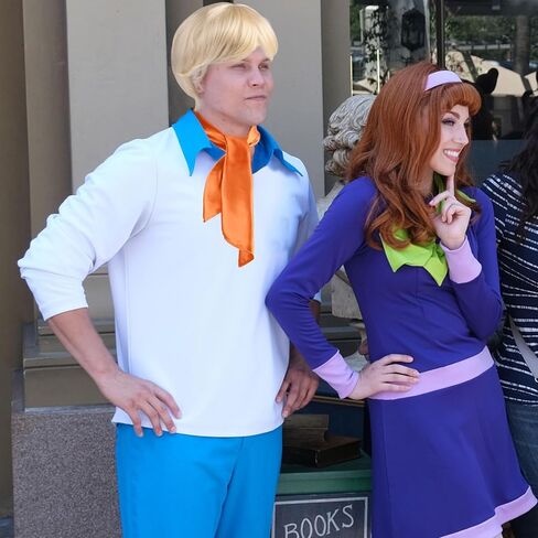 3 PCS Halloween Cosplay Costume Accessories Include Wig Orange Satin Square Scarf and Fake Blue Collar for Men Classic Characters Dress Up in Kuwait