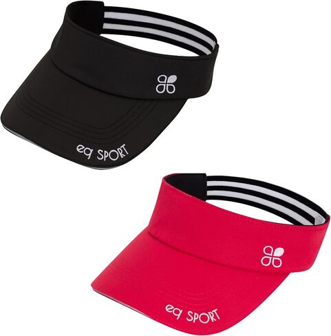 أقنعة EQ SPORT خفيفة الوزن للنساء والرجال، قبعة واقية من الشمس للجري والجولف والتنس والركض والشاطئ والمشي لمسافات طويلة أقنعة رياضية (1 أسود، 1 أحمر) in Kuwait