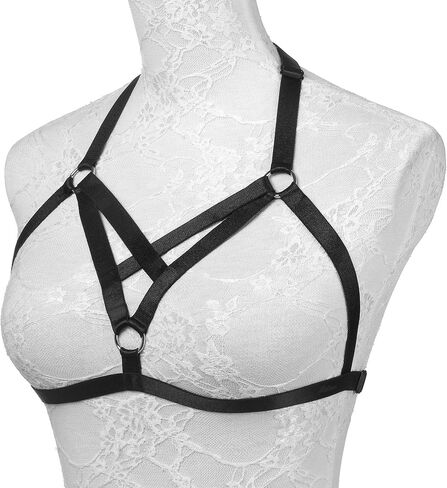 JELINDA Harness Body Accessories Black Belt Elastic Cupless Cage Bra Body for Women (Y052-black) in Saudi Arabia